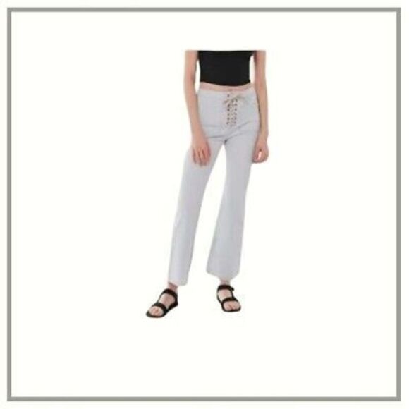 NWT Urban Outfitter laced up Y2K light denim pants size 8 - Picture 1 of 4